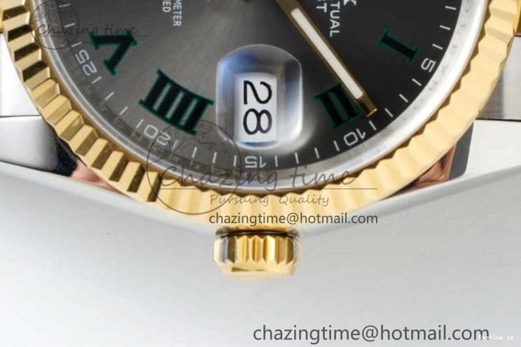 0102 UrbanChic DateJust 36mm SS YG DIWF 1:1 Best Edition 904L Steel Gray Dial Green Markers on Jubilee Bracelet SA 2309